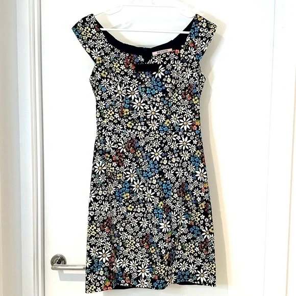 Review floral dress navy blue rainbow flowers floral feminine ladies size 10 - Picture 1 of 5